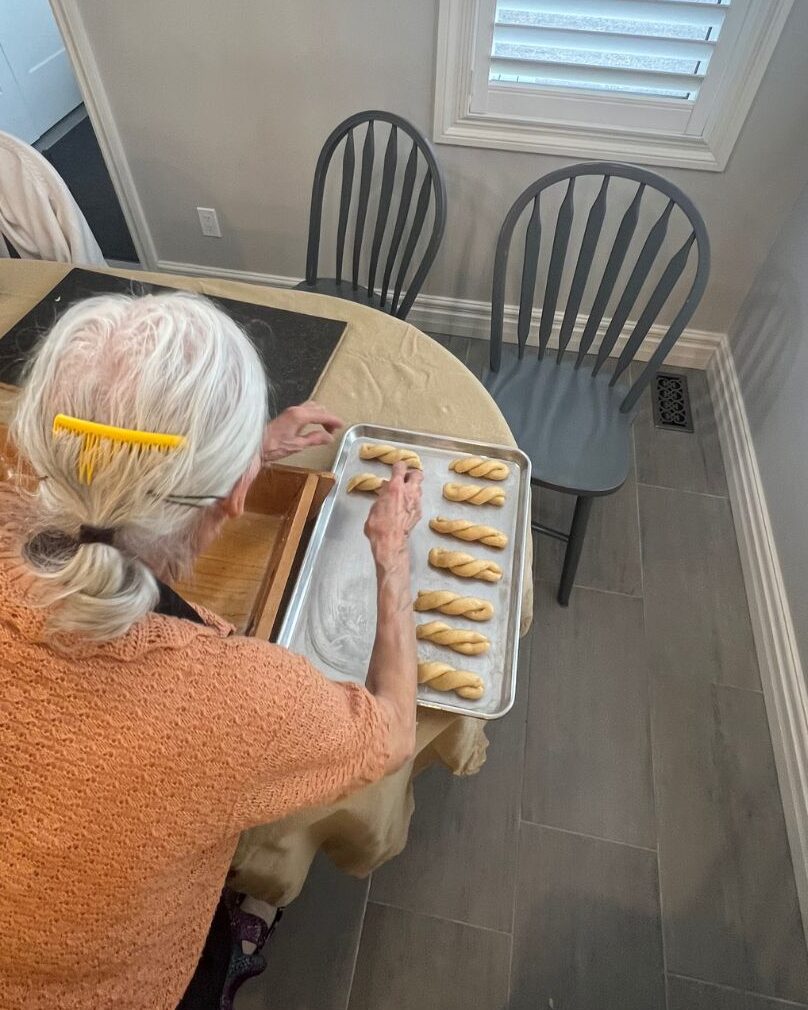 nonna making the cookie shapes 