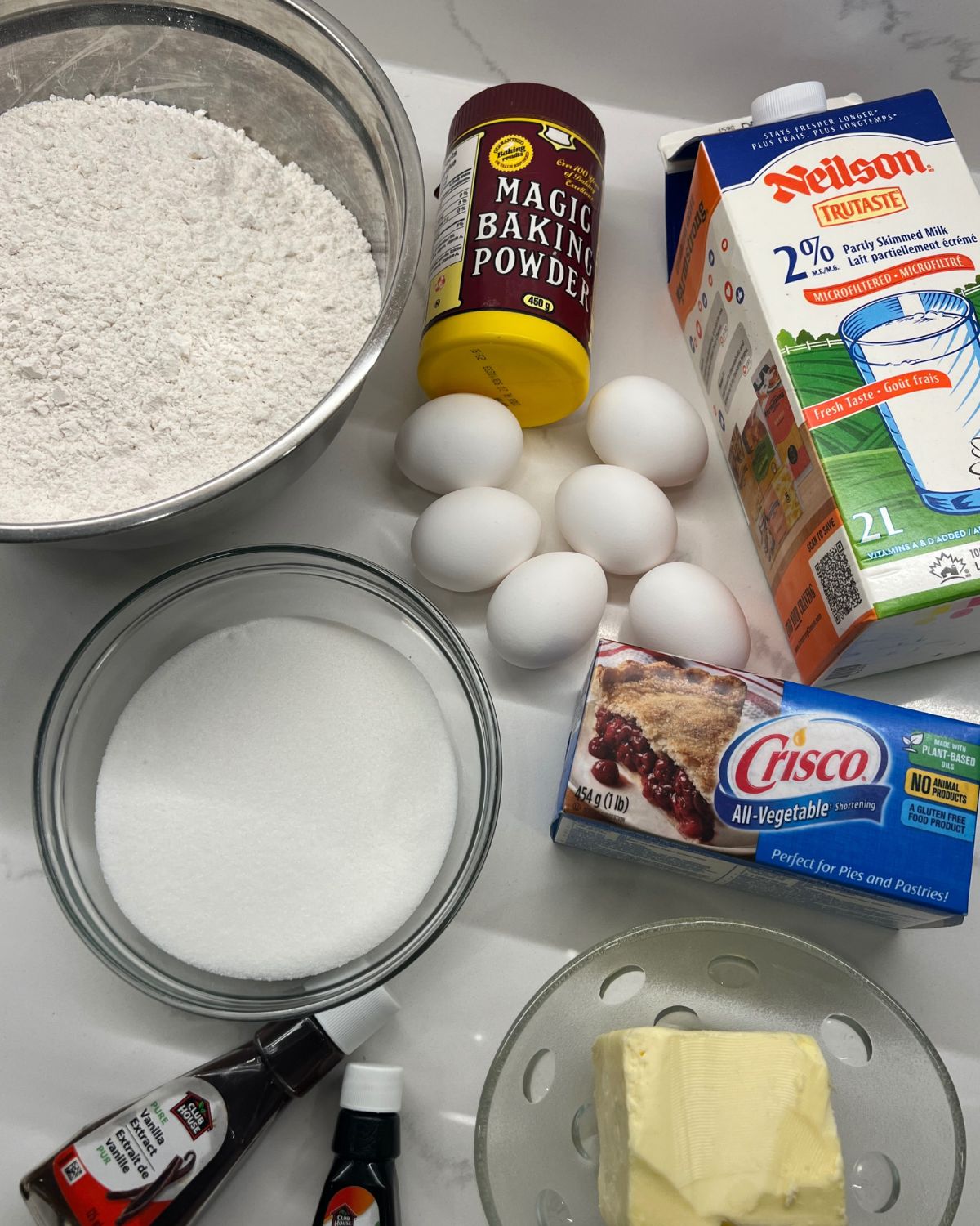 recipe ingredients laid out for the dough 