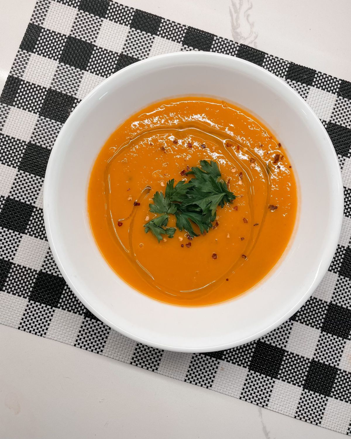 butternut squash soup in a bowl