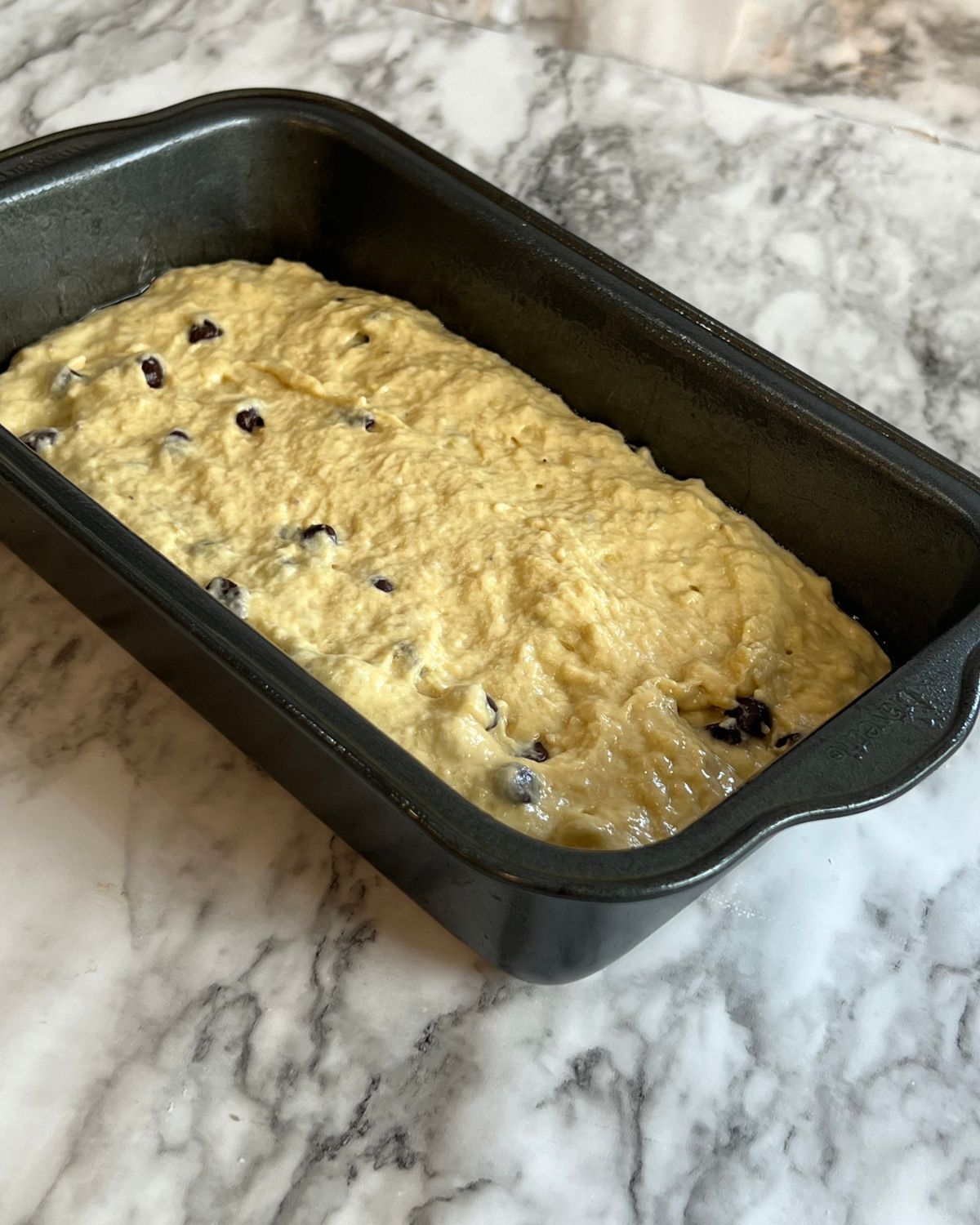 batter poured in baking loaf 