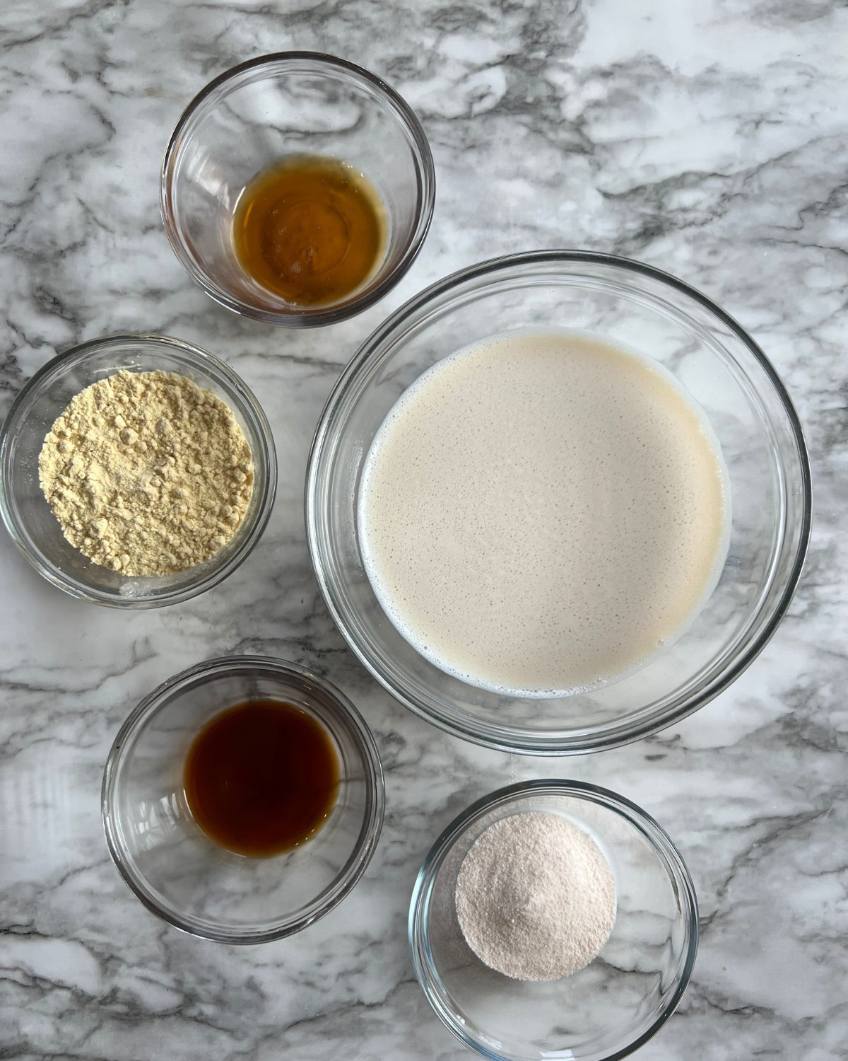 all ingredients measured and  laid out on table for recipe 