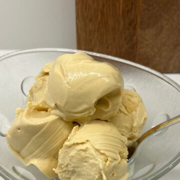 close up of ice cream in bowl to serve