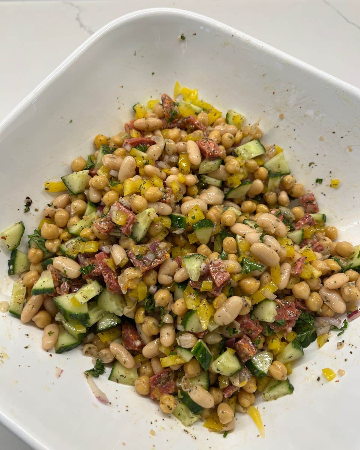 salad in big white bowl 