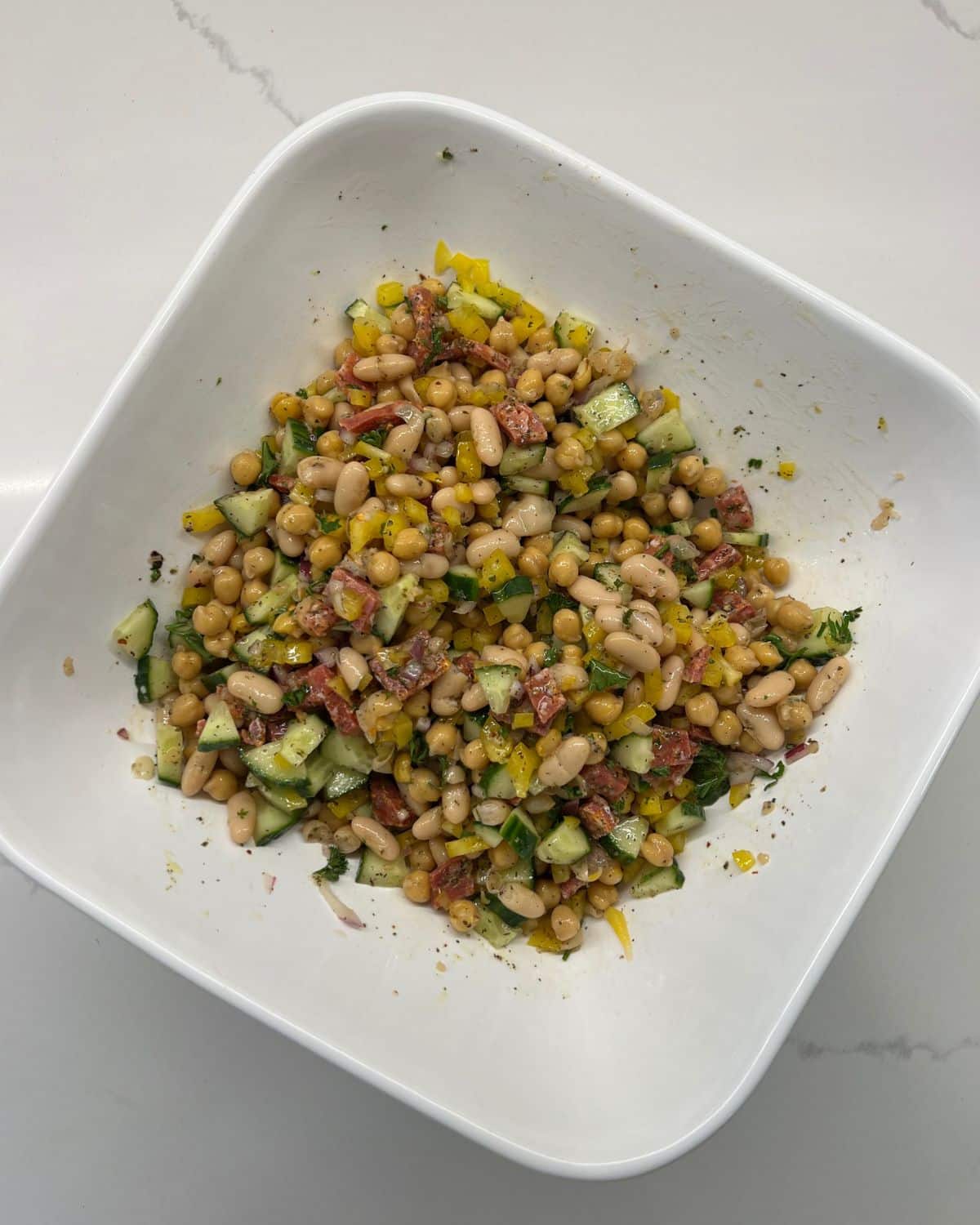 salad in big white bowl 