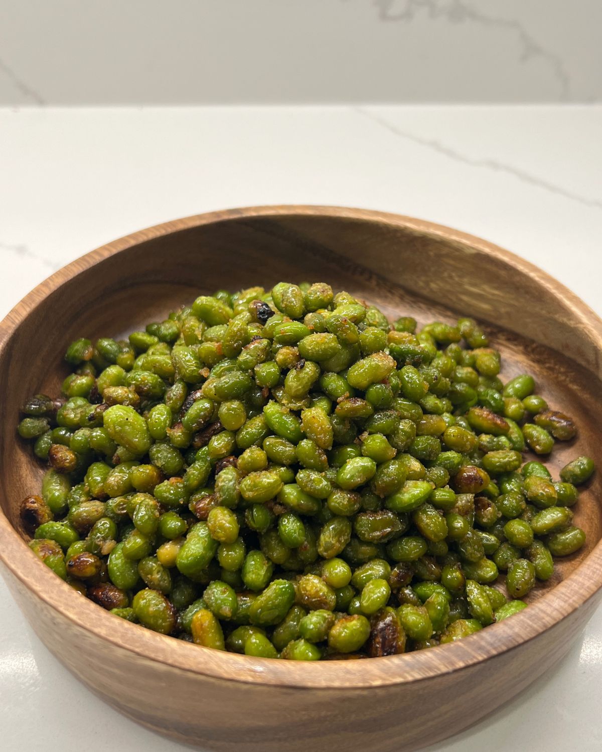 roasted edamame in bowl 