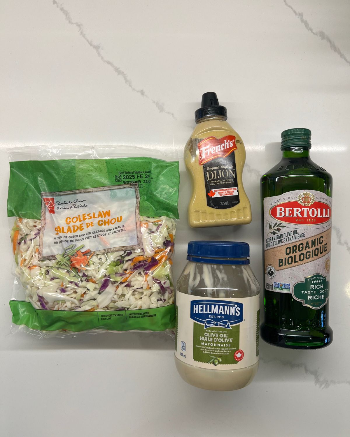 ingredients for the coleslaw dressing laid out 