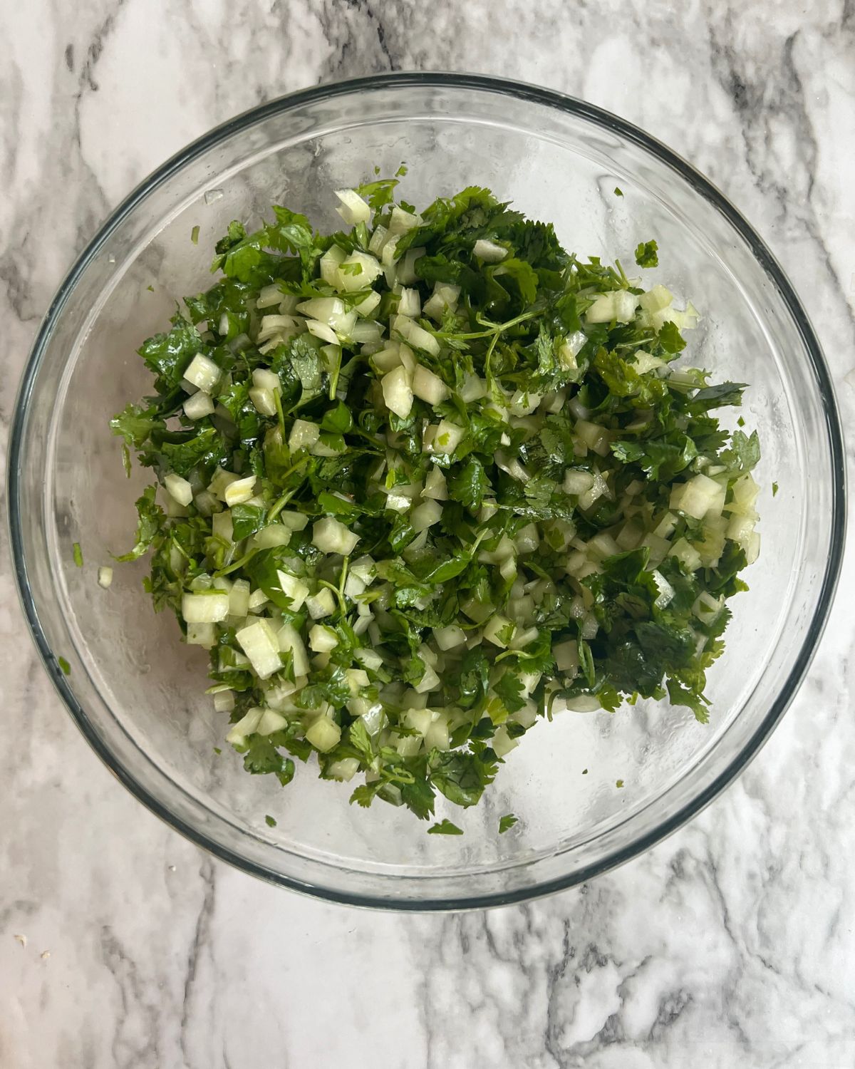 cilantro and onions in bowl 