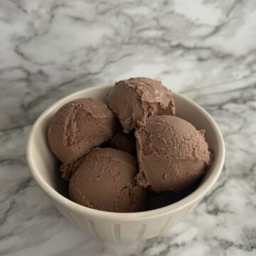 chocolate ice cream scooped in bowl