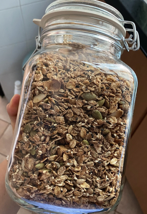 homemade granola in jar 