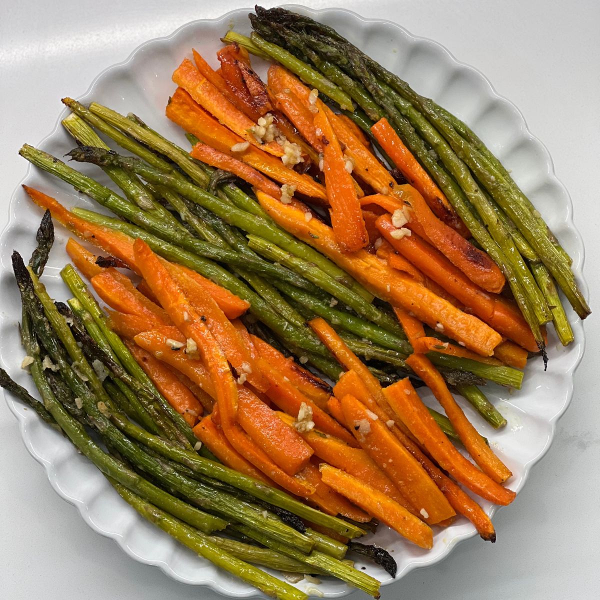 Roasted Asparagus and Carrots on plate