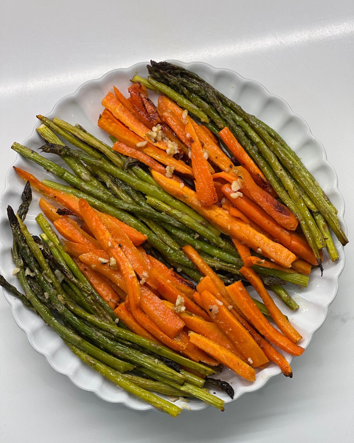 Roasted Asparagus and Carrots on plate 