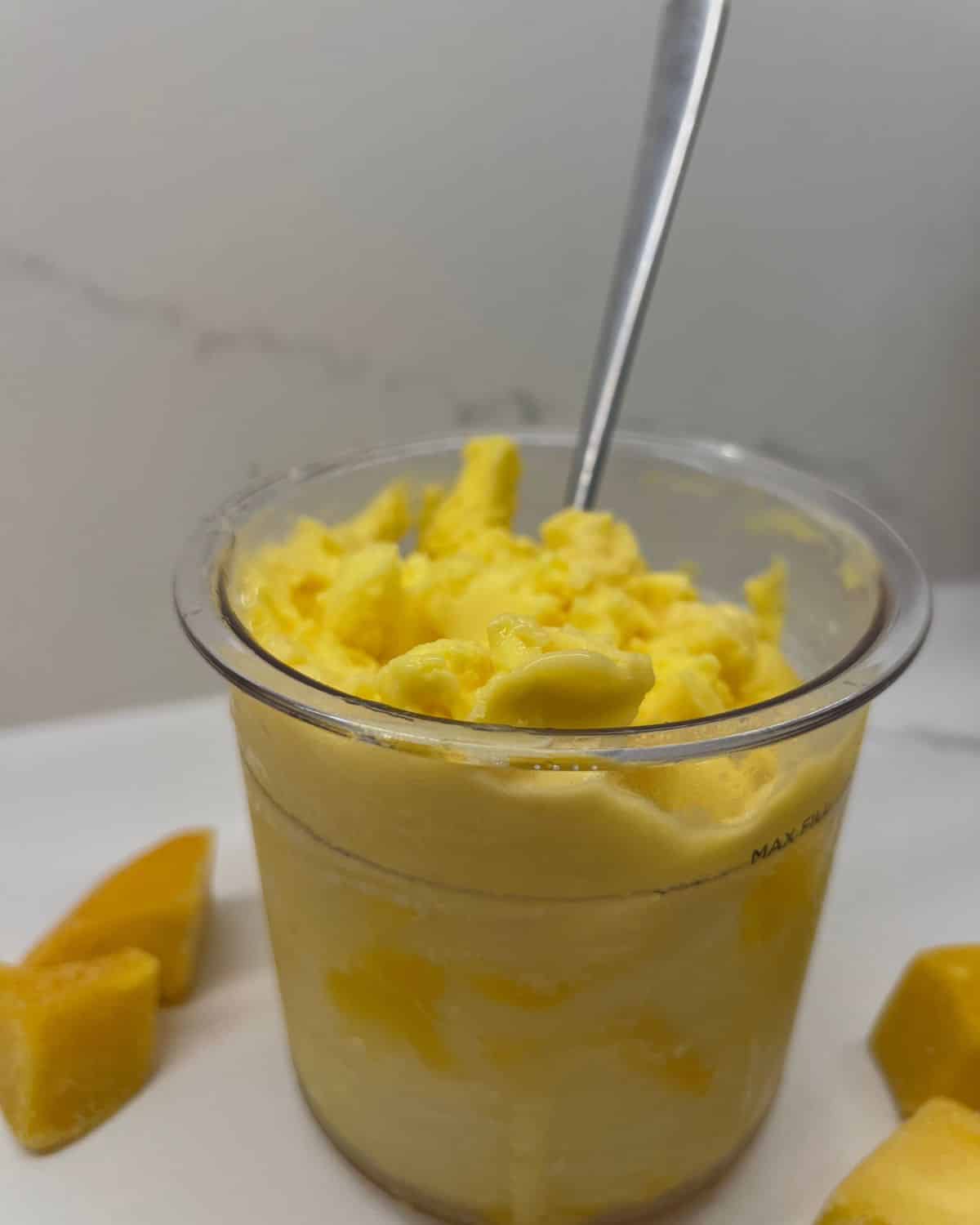 mango ninja creami in the pint with big spoon 