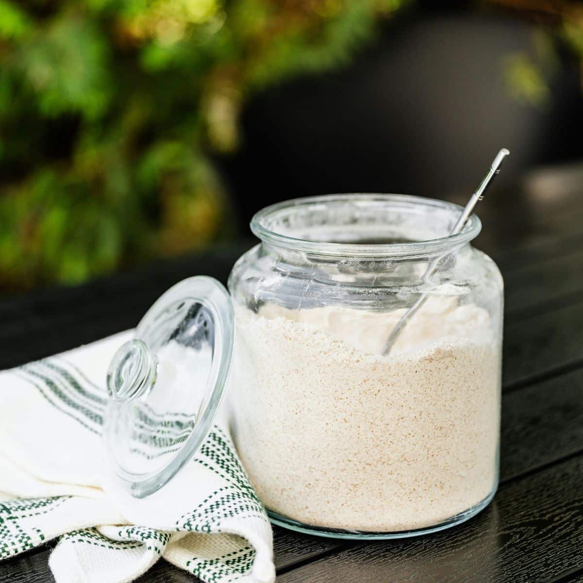 sweetener in a big clear jar - with spoon in it