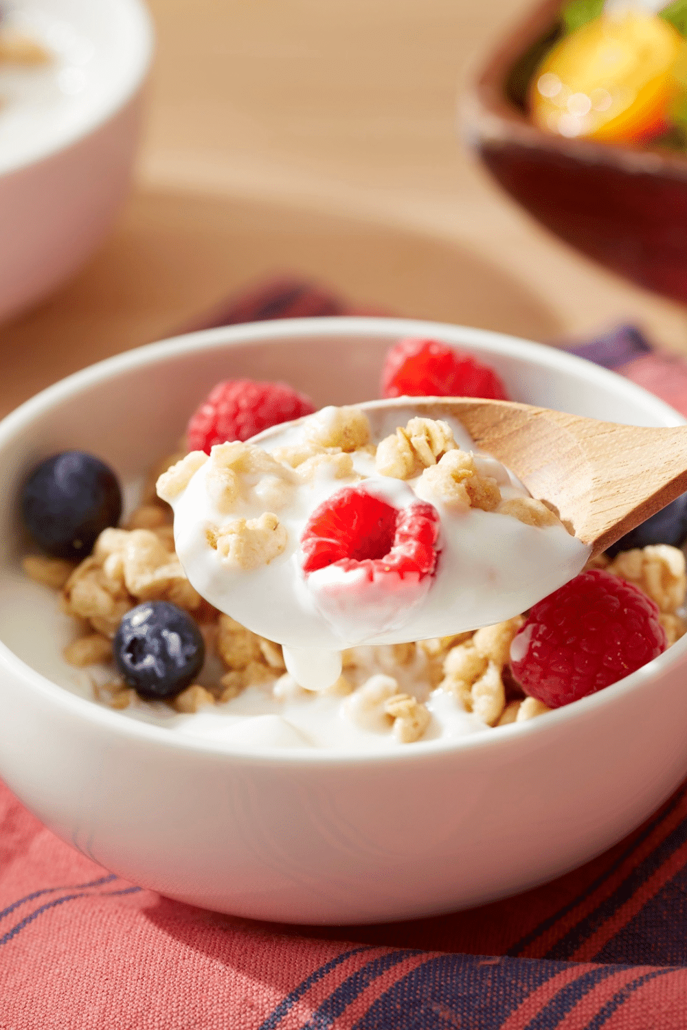 Bowl of yogurt with granola and fruit