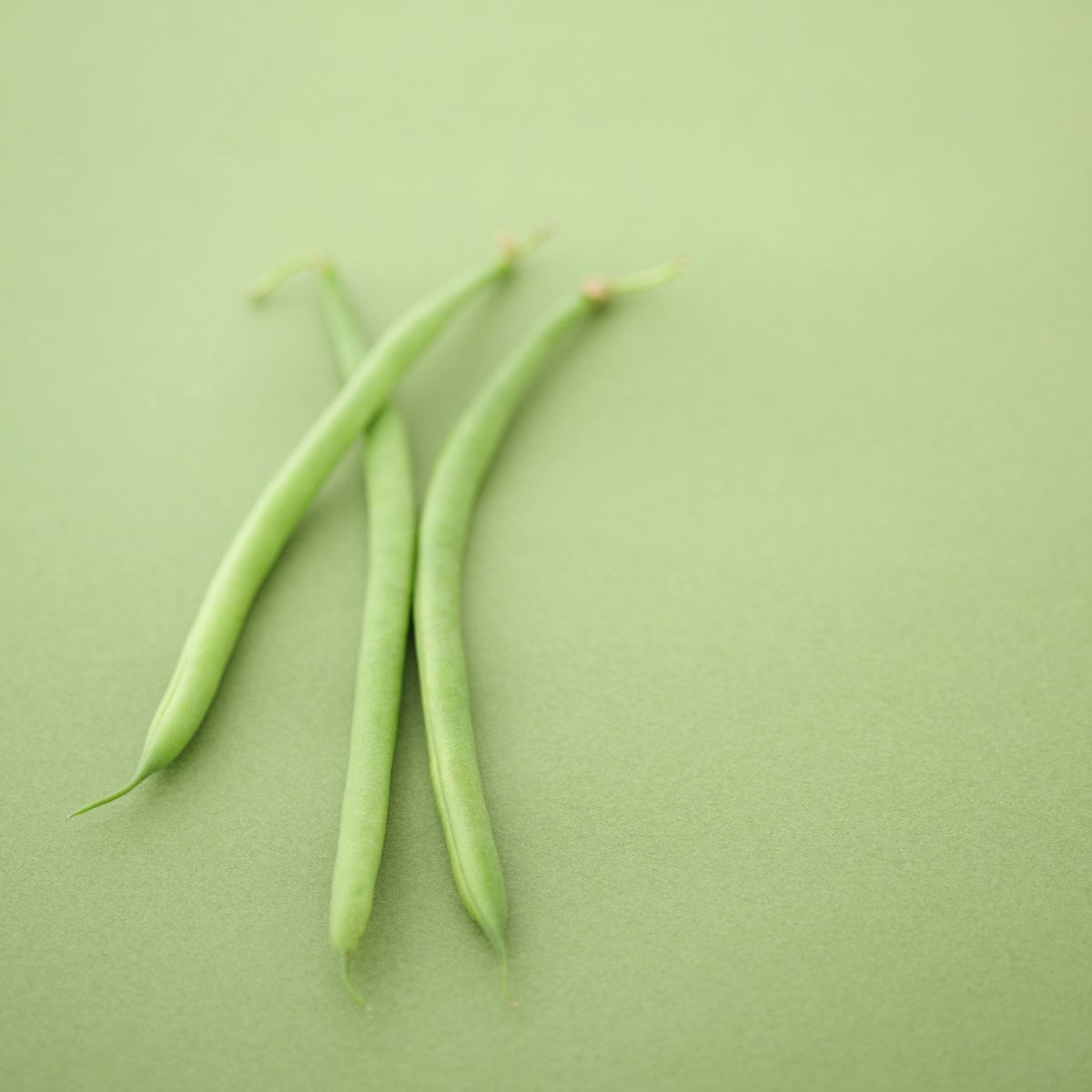 green background with 3 green beans