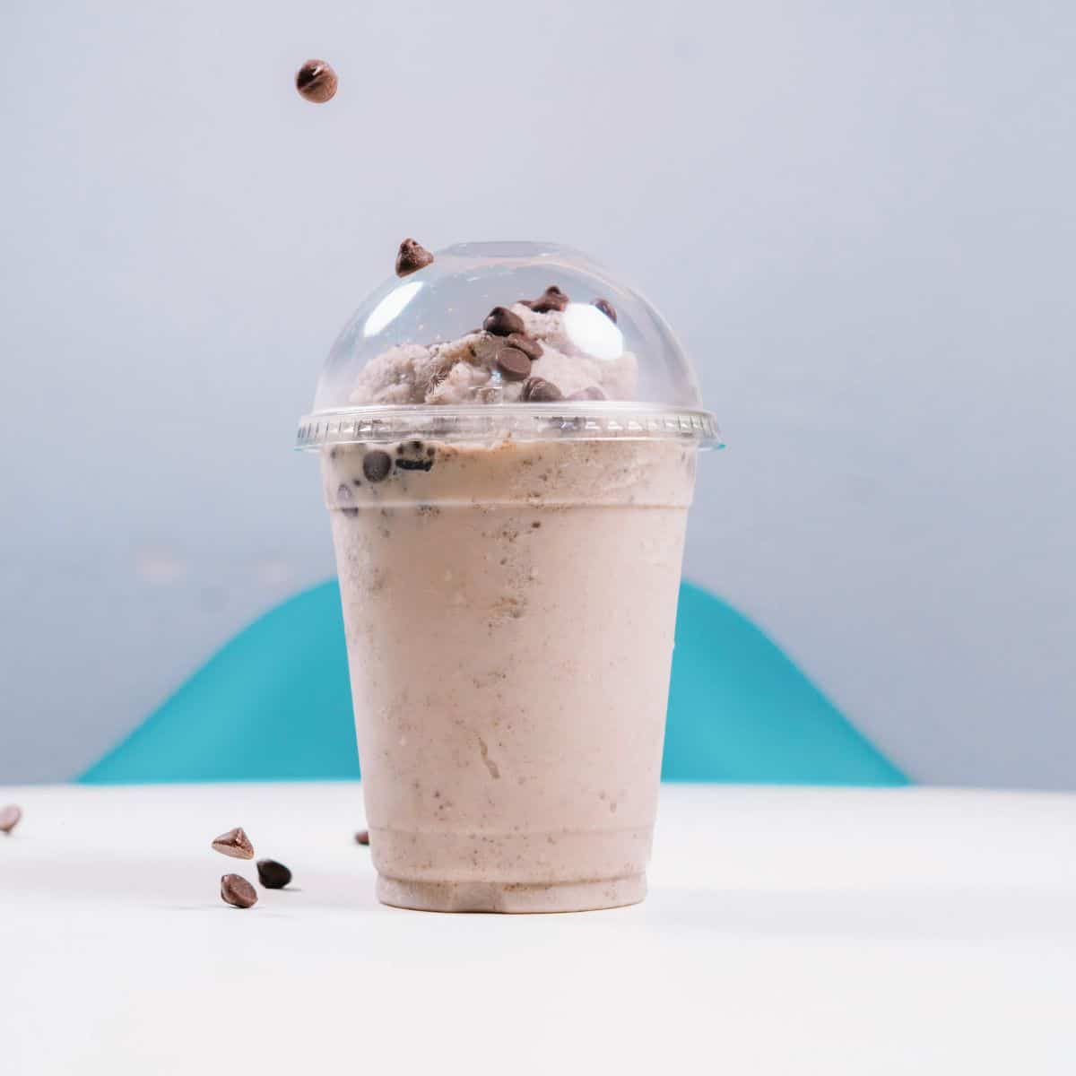 picture of a chocolate smoothie shake in a to go cup